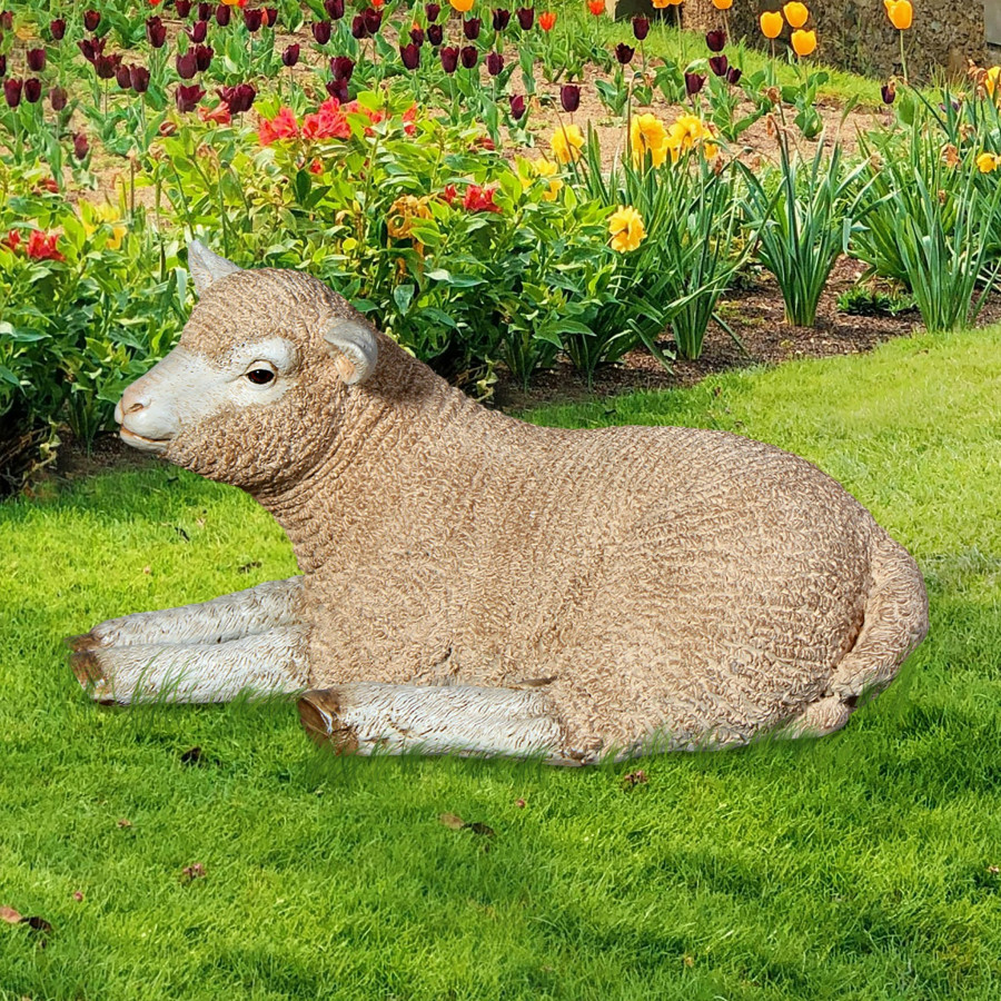 Toscano Merino Ewe Life-Size Lamb Statue - Resting