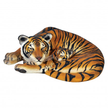 Toscano - Life-Size Resting Bengal Tigress and Cub Statue