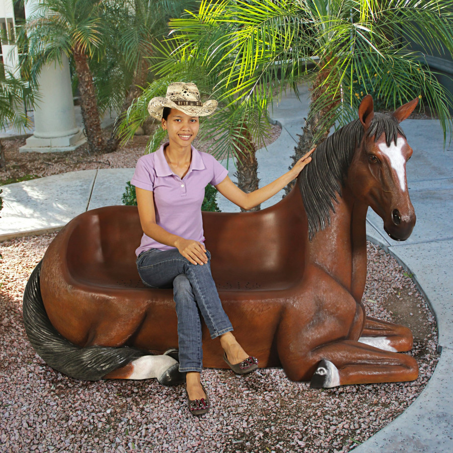 Toscano - Saddle-Up Horse Photo Op Sculptural Bench