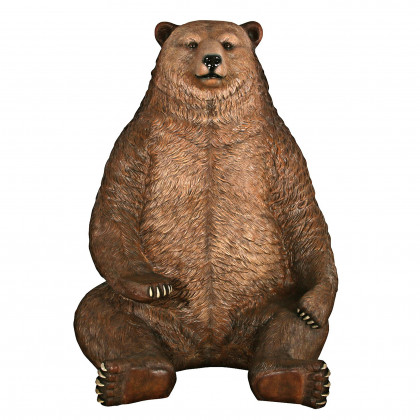 Toscano - Sitting Pretty Oversized Brown Bear Statue with Paw Seat