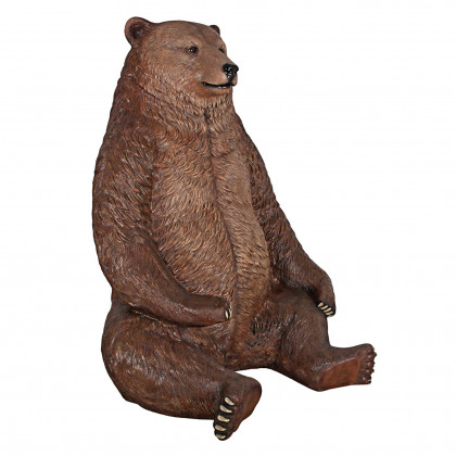 Toscano - Sitting Pretty Oversized Brown Bear Statue with Paw Seat