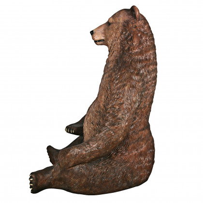 Toscano - Sitting Pretty Oversized Brown Bear Statue with Paw Seat