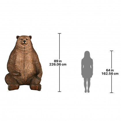 Toscano - Sitting Pretty Oversized Brown Bear Statue with Paw Seat