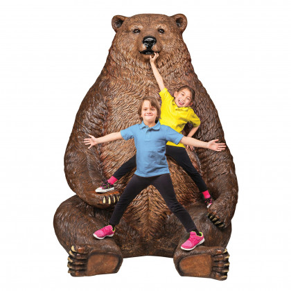 Toscano - Sitting Pretty Oversized Brown Bear Statue with Paw Seat