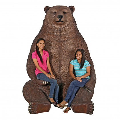 Toscano - Sitting Pretty Oversized Brown Bear Statue with Paw Seat
