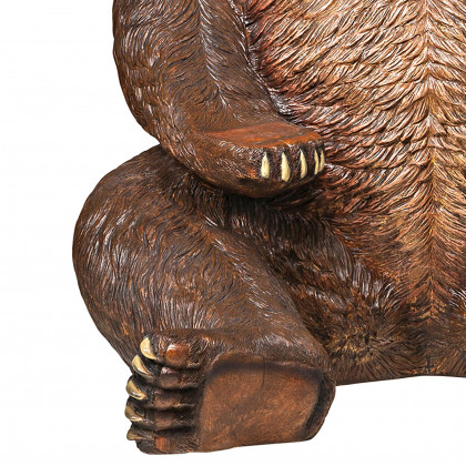 Toscano - Sitting Pretty Oversized Brown Bear Statue with Paw Seat