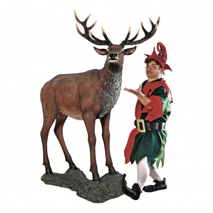 Toscano - Grande-Scale Red Deer Buck Statue with Base