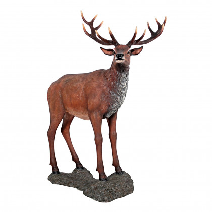 Toscano - Grande-Scale Red Deer Buck Statue with Base