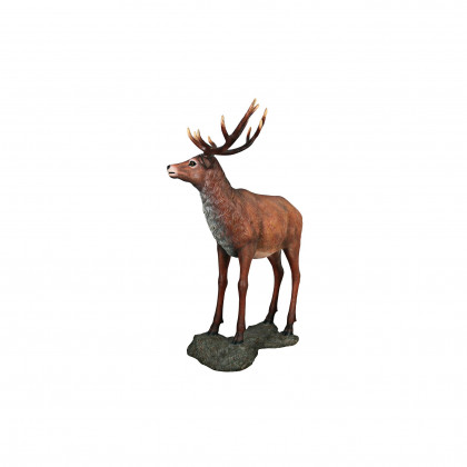 Toscano - Grande-Scale Red Deer Buck Statue with Base