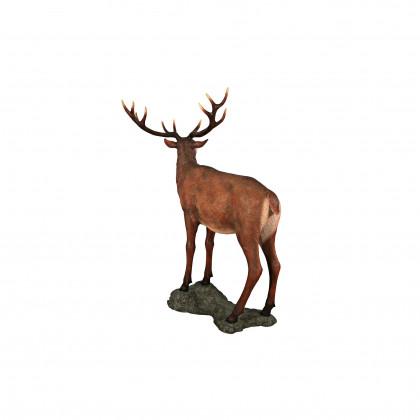 Toscano - Grande-Scale Red Deer Buck Statue with Base