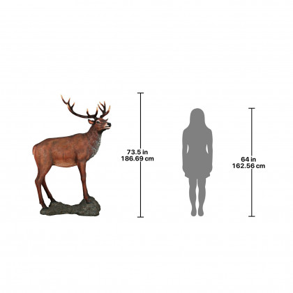 Toscano - Grande-Scale Red Deer Buck Statue with Base
