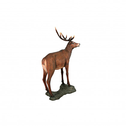 Toscano - Grande-Scale Red Deer Buck Statue with Base