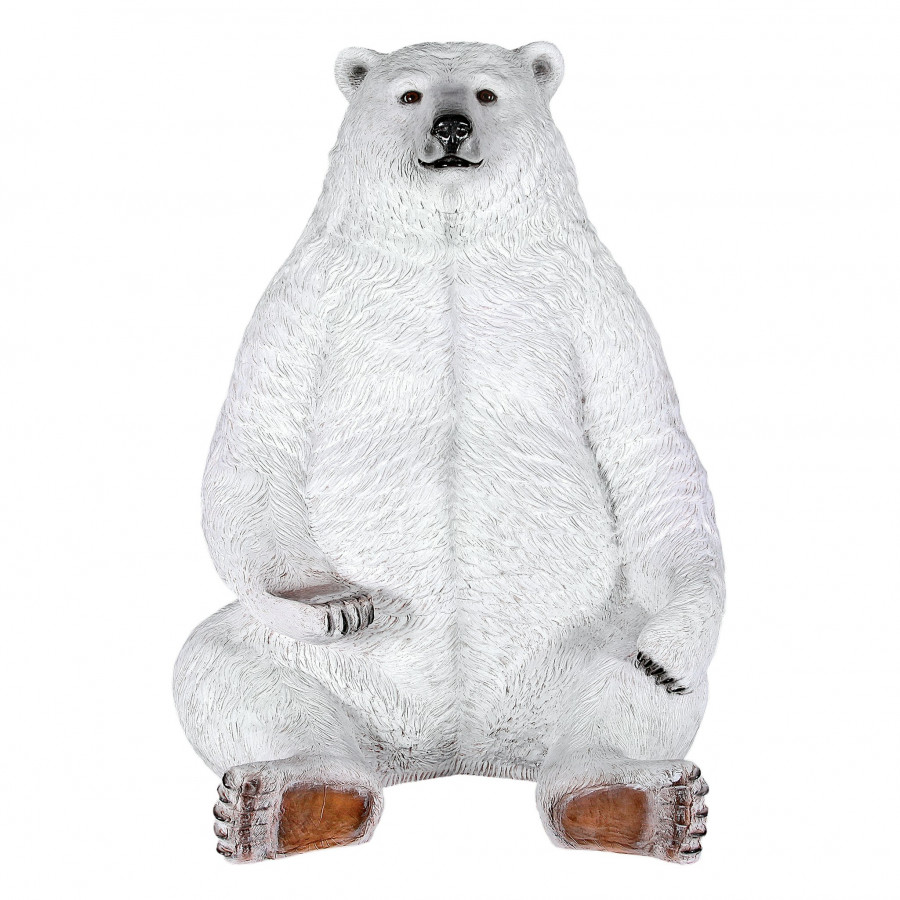 Toscano - Sitting Pretty Oversized Polar Bear Statue with Paw Seat