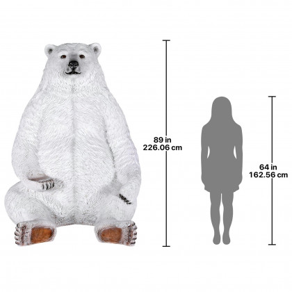 Toscano - Sitting Pretty Oversized Polar Bear Statue with Paw Seat