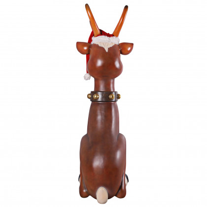 Toscano Santa Red-Nosed Christmas Reindeer Sitting Statue - Giant