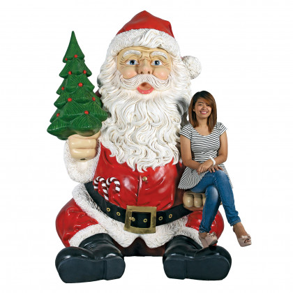 Toscano - Giant Sitting Santa Claus Statue with Photo Op Hand Seat