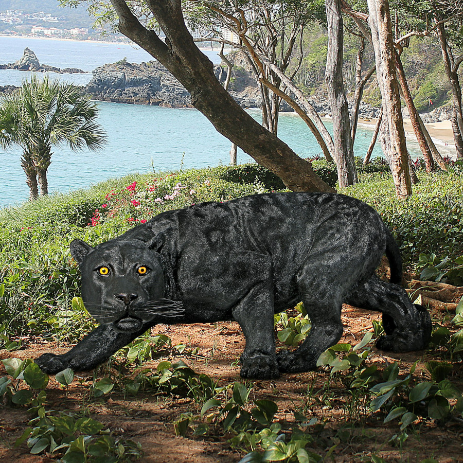 Toscano Shadowed Predator Black Panther Statue - Grande