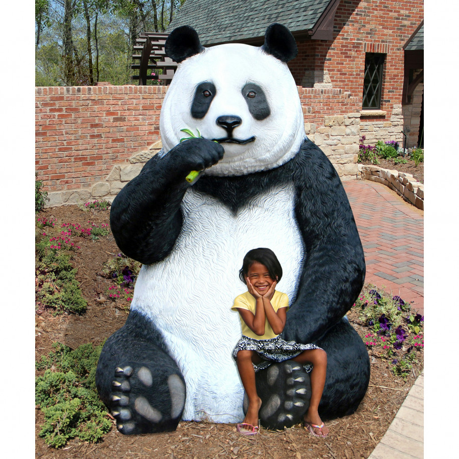 Toscano - Fantong Oversized Giant Panda Bear Statue with Photo Op Paw Seat