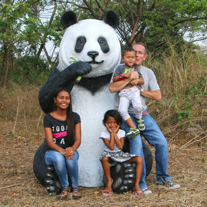 Toscano - Fantong Oversized Giant Panda Bear Statue with Photo Op Paw Seat