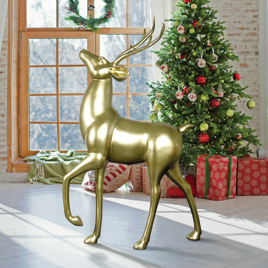 Toscano - Santa Prancing North Pole Reindeer Holiday Statue