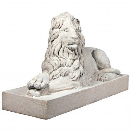 Toscano Castle Courtyard Lion Sentinel Statue - Head Left