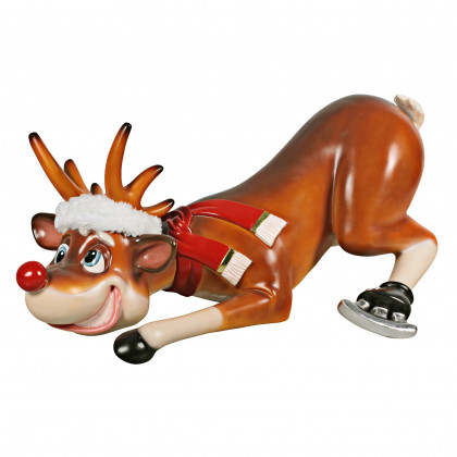 Toscano - Slip-Slider Santa Red-Nosed Christmas Reindeer Statue