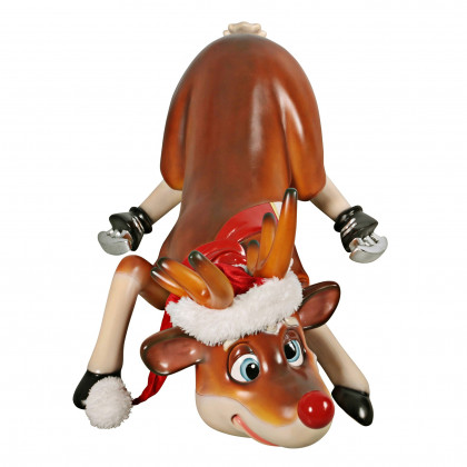 Toscano - Slip-Slider Santa Red-Nosed Christmas Reindeer Statue