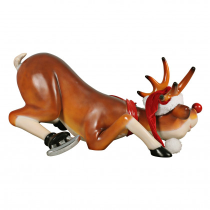 Toscano - Slip-Slider Santa Red-Nosed Christmas Reindeer Statue