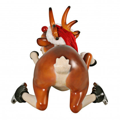 Toscano - Slip-Slider Santa Red-Nosed Christmas Reindeer Statue