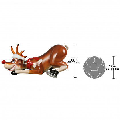Toscano - Slip-Slider Santa Red-Nosed Christmas Reindeer Statue
