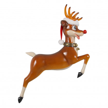 Toscano - Santa Red-Nosed Christmas Reindeer Wall Sculpture