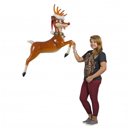 Toscano - Santa Red-Nosed Christmas Reindeer Wall Sculpture