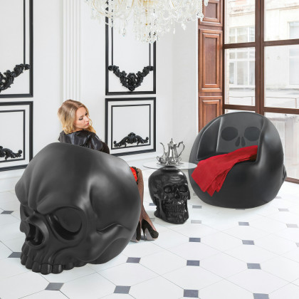 Toscano Lost Souls Gothic Skull Sculptural Chair - Black