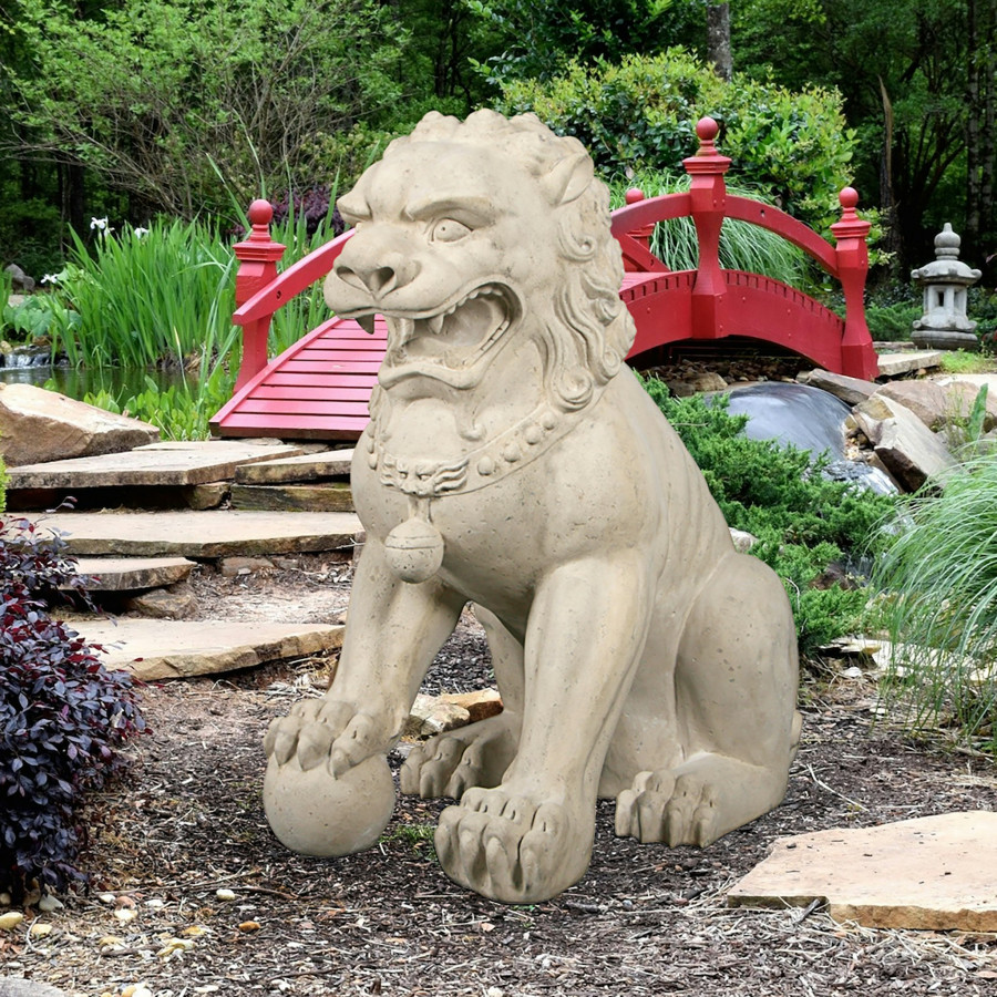 Toscano Grand Palace Chinese Lion Foo Dog Statue - Male