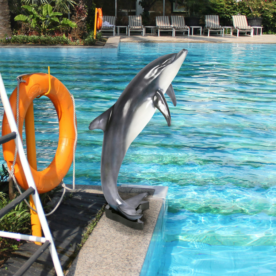 Toscano Leaping Sea Dolphin Statue - Medium