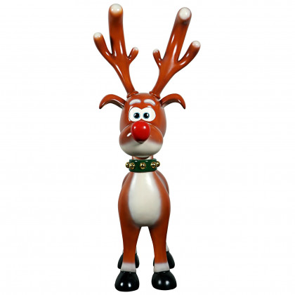 Toscano - Jolly HollySanta’s Red-Nosed Christmas Reindeer Statue
