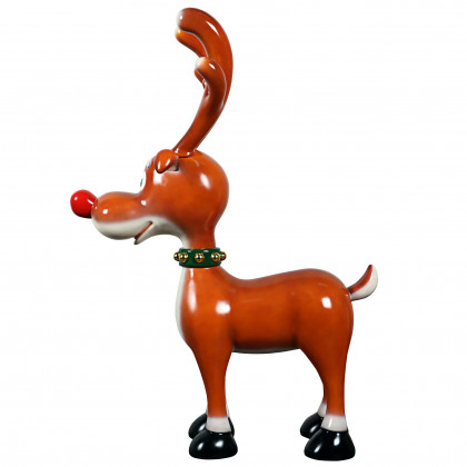 Toscano - Jolly HollySanta’s Red-Nosed Christmas Reindeer Statue