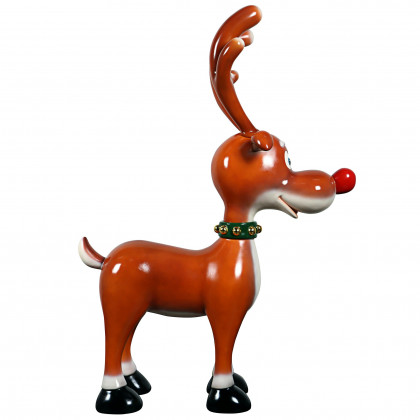 Toscano - Jolly HollySanta’s Red-Nosed Christmas Reindeer Statue