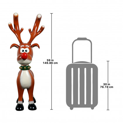 Toscano - Jolly HollySanta’s Red-Nosed Christmas Reindeer Statue