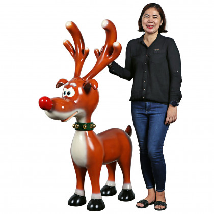Toscano - Jolly HollySanta’s Red-Nosed Christmas Reindeer Statue