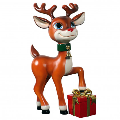 Toscano - BelleSanta’s Red-Nosed Christmas Reindeer Statue