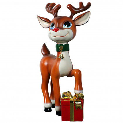 Toscano - BelleSanta’s Red-Nosed Christmas Reindeer Statue