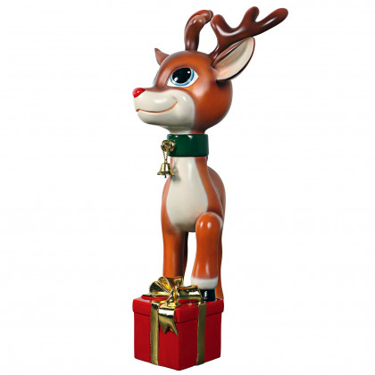 Toscano - BelleSanta’s Red-Nosed Christmas Reindeer Statue
