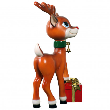 Toscano - BelleSanta’s Red-Nosed Christmas Reindeer Statue