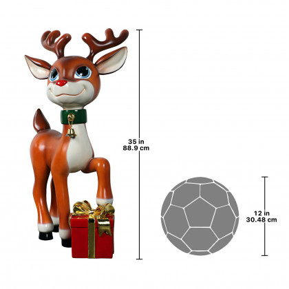 Toscano - BelleSanta’s Red-Nosed Christmas Reindeer Statue