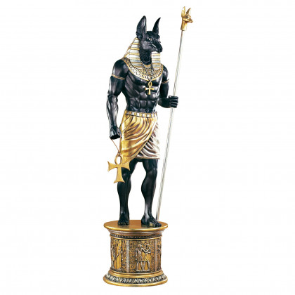 Toscano - The Egyptian Grand Ruler Collection Life-Size Anubis Statue atop a Temple Column Mount