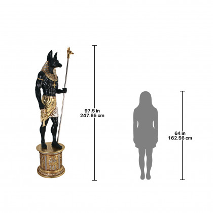 Toscano - The Egyptian Grand Ruler Collection Life-Size Anubis Statue atop a Temple Column Mount