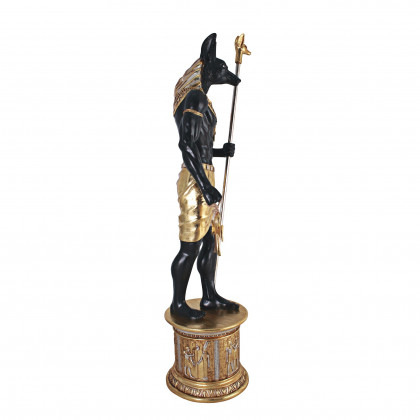 Toscano - The Egyptian Grand Ruler Collection Life-Size Anubis Statue atop a Temple Column Mount