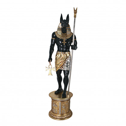 Toscano - The Egyptian Grand Ruler Collection Life-Size Anubis Statue atop a Temple Column Mount