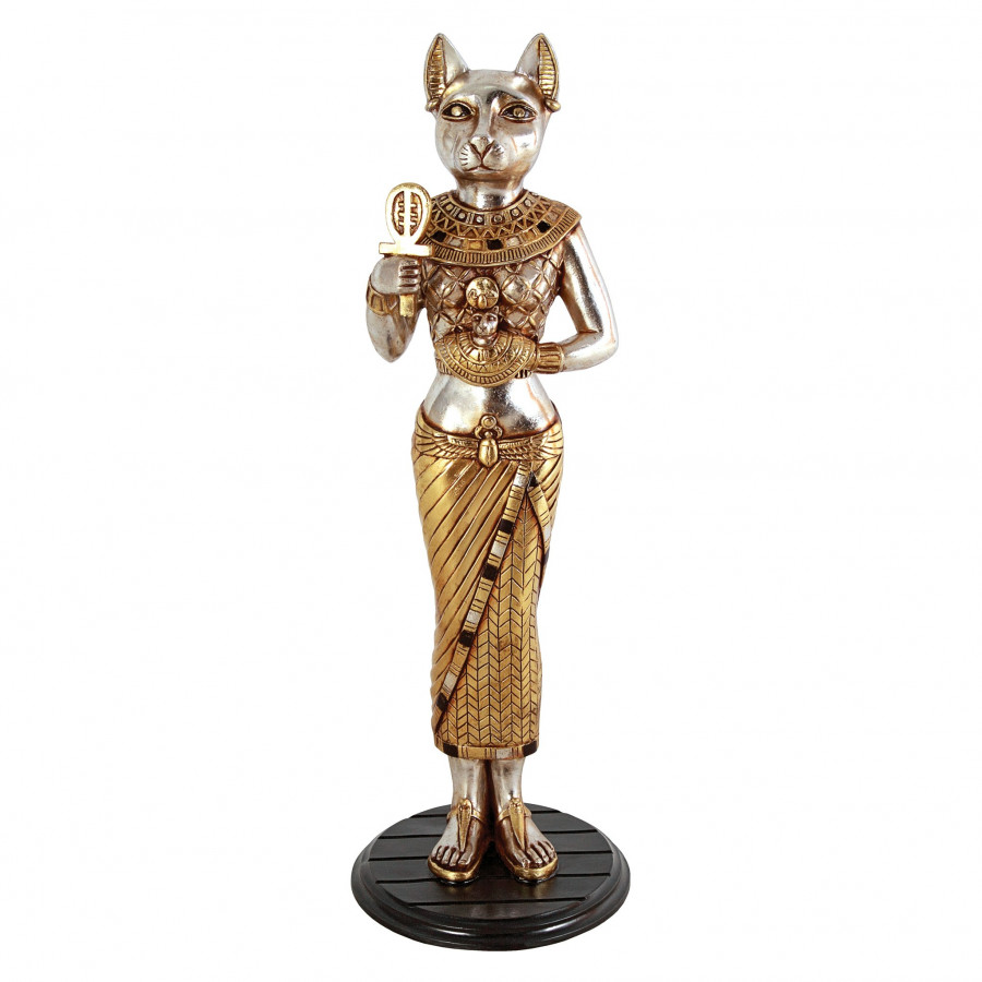 Toscano - Egyptian Cat Goddess Bastet Statue with Royal Ankh
